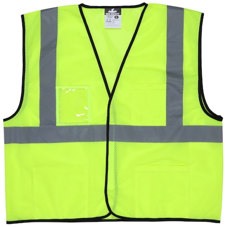 Mcr Safety Hi-Vis Economy Safety Vest L Class 2 , Hook & Loop 4 Pockets VCL2MLL